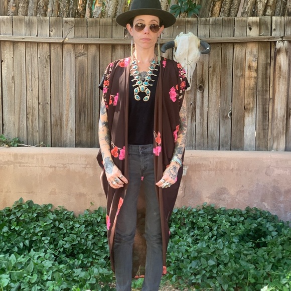 Vintage 70s Flapper Style Kimono Robe Beach Wear - Picture 3 of 11